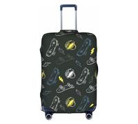 Luckily&Day Housse de protection élastique pour bagage de voyage Motif graffiti skateboard 45,7 à 81,3 cm, Blanc, Large