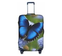 Luckily&Day Housse de protection élastique pour bagage de voyage Motif papillon Bleu 45,7 à 81,3 cm, Blanc, Large