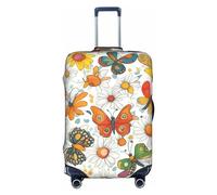 Luckily&Day Housse de protection élastique pour valise de voyage Motif papillons et marguerites 45,7 à 81,3 cm, Blanc, Small