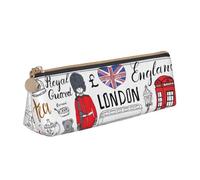 Luckily&Day I Love London Pochette triangulaire personnalisée en cuir pour cosmétiques Pochette compacte à fermeture éclair, blanc, taille unique, élégante, Blanc, One Size, Élégant