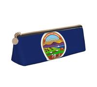 Luckily&Day Kansas State Flag Print Pochette triangulaire personnalisée en cuir élégant Organiseur cosmétique Pochette compacte à fermeture éclair, Blanc, One Size, Élégant