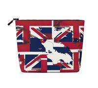 Luckily&Day Map02 Trousse de maquillage imprimée drapeau hawaïen abstrait pour femme, sac de voyage tendance avec grand rangement cadeaux pour femme, noir, taille unique, Noir/blanc, One Size