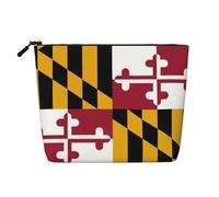 Luckily&Day Maryland State Flag Print Cosmetic Bag for Women Makeup Bag Fashion Travel Bag with Large Storage Gifts for Women, Black, One Size, Noir/blanc, One Size