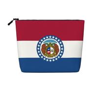 Luckily&Day Missouri State Flag Print Cosmetic Bag for Women Makeup Bag Fashion Travel Bag with Large Storage Gifts for Women, Black, One Size, Noir/blanc, One Size