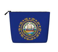 Luckily&Day New Hampshire State Flag Print Cosmetic Bag for Women Makeup Bag Fashion Travel Bag with Large Storage Gifts for Women, Black, One Size, Noir/blanc, One Size