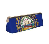 Luckily&Day New Hampshire State Flag Print Pochette triangulaire personnalisée en cuir élégant Organiseur cosmétique Pochette compacte à fermeture éclair, Blanc, One Size, Élégant