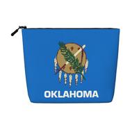 Luckily&Day Oklahoma State Flag Print Cosmetic Bag for Women Makeup Bag Fashion Travel Bag with Large Storage Gifts for Women, Black, One Size, Noir/blanc, One Size