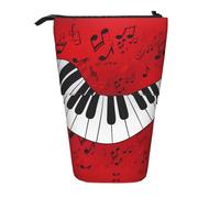 Luckily&Day Pochette rétractable verticale avec notes de musique et piano - Pochette télescopique unique pour le bureau et le maquillage, Noir/blanc, One Size, télescopique