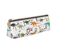 Luckily&Day Pochette triangulaire élégante d'apprentissage des lettres de l'alphabet avec imprimé dinosaures, pochette en cuir élégante, pochette compacte à fermeture éclair, Blanc, One Size, Élégant