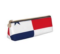 Luckily&Day Pochette triangulaire personnalisée avec drapeau du Panama en cuir élégant pour cosmétiques Pochette compacte à fermeture éclair, Blanc, One Size, Élégant