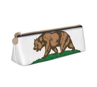 Luckily&Day Pochette triangulaire personnalisée avec imprimé drapeau de l'État de Californie, organiseur cosmétique en cuir élégant, pochette compacte à fermeture éclair, Blanc, One Size, Élégant