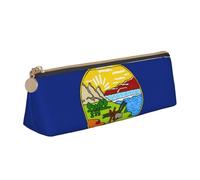 Luckily&Day Pochette triangulaire personnalisée avec imprimé drapeau de l'État du Montana - En cuir élégant - Pochette compacte à fermeture éclair, Blanc, One Size, Élégant