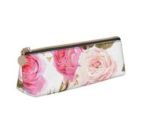 Luckily&Day Pochette triangulaire personnalisée avec imprimé floral rose romantique en cuir unique organiseur cosmétique compact pochette à fermeture éclair, blanc, taille unique, élégante, Blanc, One