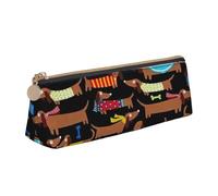 Luckily&Day Pochette triangulaire personnalisée avec imprimé « I Love My Dog Teckels » en cuir unique - Organiseur cosmétique compact à fermeture éclair - Blanc, taille unique, élégante, Blanc, One