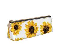 Luckily&Day Pochette triangulaire personnalisée avec imprimé tournesol en cuir élégant, pochette compacte à fermeture éclair, Blanc, One Size, Élégant