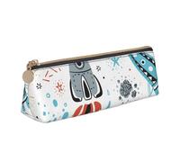 Luckily&Day Pochette triangulaire personnalisée en cuir avec imprimé fusées de dessin animé, pochette compacte à fermeture éclair, Blanc, One Size, Élégant