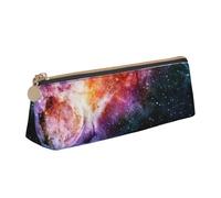 Luckily&Day Pochette triangulaire personnalisée en cuir unique avec imprimé galaxie dans l'univers, pochette compacte à fermeture éclair, blanc, taille unique, élégante, Blanc, One Size, Élégant
