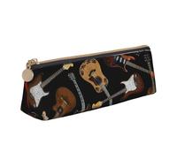 Luckily&Day Pochette triangulaire personnalisée en cuir unique avec imprimé guitare, pochette compacte à fermeture éclair, blanc, taille unique, élégante, Blanc, One Size, Élégant