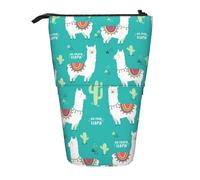 Luckily&Day Pochette verticale rétractable avec imprimé alpaga indien - Pochette télescopique unique pour bureau et maquillage, Noir/blanc, One Size, télescopique