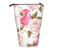 Luckily&Day Pochette verticale rétractable avec imprimé floral et rose - Pochette télescopique unique pour le bureau et le maquillage, Noir/blanc, One Size, télescopique