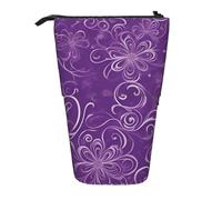 Luckily&Day Pochette verticale rétractable avec imprimé floral tourbillons de lierre - Pochette télescopique unique pour le bureau et le maquillage, Noir/blanc, One Size, télescopique