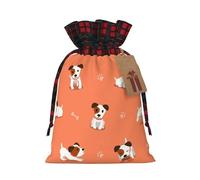 Luckily&Day Sac cadeau de Noël avec cordon de serrage imprimé chien avec gros os pour fête d'anniversaire drôle sac en toile réutilisable, 1 pièce