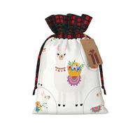 Luckily&Day Sac cadeau de Noël avec cordon de serrage imprimé lama pour fête, festival, sac en toile réutilisable amusant, 1 pièce