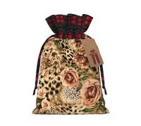 Luckily&Day Sac cadeau de Noël avec cordon de serrage imprimé léopard rayé pour fête, festival, sac en toile réutilisable amusant, 1 pièce