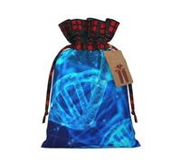 Luckily&Day Sac cadeau de Noël avec cordon de serrage sur chaîne ADN pour fête, festival, sac en toile réutilisable amusant, 1 pièce, taille M