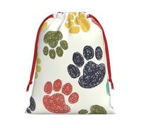 Luckily&Day Sac cadeau en velours doux avec cordon de serrage pour femme Motif patte de chien