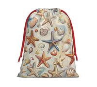 Luckily&Day Sac cadeau multifonction en velours super doux avec imprimé étoile de mer et coquillages pour le rangement