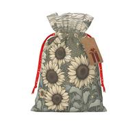 Luckily&Day Sac cadeau réutilisable en toile avec cordon de serrage et imprimé tournesols et camomille pour fête de mariage, anniversaire, 1 petite taille