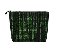 Luckily&Day Trousse de maquillage à imprimé binaire avec chiffres verts pour femme, sac de voyage tendance avec grand rangement cadeaux pour femme, noir, taille unique, Noir/blanc, One Size
