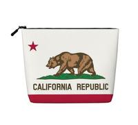 Luckily&Day Trousse de maquillage avec imprimé drapeau de l'État de Californie pour femme, sac de voyage tendance avec grand rangement cadeaux pour femme, noir, taille unique, Noir/blanc, One Size