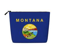 Luckily&Day Trousse de maquillage avec imprimé drapeau de l'État du Montana pour femme, sac de voyage tendance avec grand rangement cadeaux pour femme, noir, taille unique, Noir/blanc, One Size