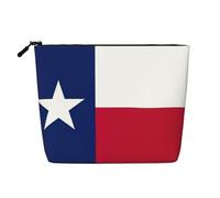 Luckily&Day Trousse de maquillage avec imprimé drapeau de l'État du Texas pour femme, sac de voyage tendance avec grand rangement cadeaux pour femme, noir, taille unique, Noir/blanc, One Size