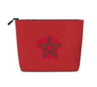 Luckily&Day Trousse de maquillage avec imprimé drapeau du Maroc pour femme, sac de voyage tendance avec grand rangement cadeaux pour femmes, noir, taille unique, Noir/blanc, One Size
