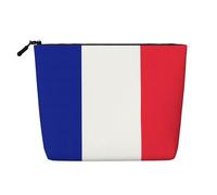 Luckily&Day Trousse de maquillage avec imprimé drapeau français pour femme, sac de voyage tendance avec grand rangement cadeaux pour femme, noir, taille unique, Noir/blanc, One Size