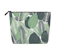 Luckily&Day Trousse de maquillage avec imprimé feuilles tropicales vertes pour femme, sac de voyage tendance avec grand rangement cadeaux pour femmes, noir, taille unique, Noir/blanc, One Size