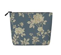 Luckily&Day Trousse de maquillage avec imprimé fleurs bleues et jaunes pour femme, sac de voyage tendance avec grand rangement cadeaux pour femmes, noir, taille unique, Noir/blanc, One Size