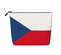 Luckily&Day Trousse de maquillage imprimée drapeau de la République tchèque pour femme, sac de voyage tendance avec grand rangement cadeaux pour femmes, noir, taille unique, Noir/blanc, One Size