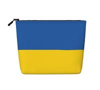 Luckily&Day Trousse de maquillage imprimée drapeau de l'Ukraine pour femme, sac de voyage tendance avec grand rangement cadeaux pour femmes, noir, taille unique, Noir/blanc, One Size