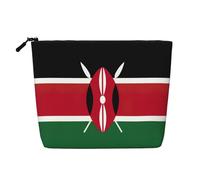 Luckily&Day Trousse de maquillage imprimée drapeau du Kenya pour femme, trousse de maquillage, sac de voyage tendance avec grand rangement cadeaux pour femmes, noir, taille unique, Noir/blanc, One