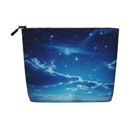 Luckily&Day Trousse de maquillage pour femme avec imprimé galaxie, étoiles, lune, montagne, bleu, sac de voyage tendance avec grand rangement cadeaux pour femme, noir, taille unique, Noir/blanc, One