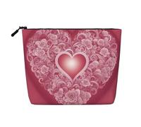 Luckily&Day Trousse de maquillage romantique avec imprimé cœur pour femme, sac de voyage tendance avec grand rangement cadeaux pour femmes, noir, taille unique, Noir/blanc, One Size