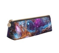 Luckily&Day Univers Galaxy Space Print Pochette triangulaire personnalisée en cuir unique organiseur cosmétique compact pochette à fermeture éclair, blanc, taille unique, élégante, Blanc, One Size,