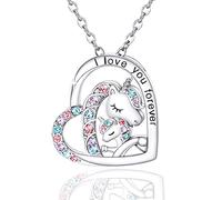 Luckimoli You are Magical Collier avec pendentif en forme de cœur en cristal pour filles, filles, petite-fille, nièce, anniversaire, Argent, Zircone cubique