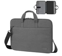 Luckits Pochette Ordinateur 15.6 pouces, Sacoche Ordinateur étanche Multifonctionnelle avec bandoulière réglable, Très mince sac bandoulière Compatible avec Acer MacBook ASUS Dell Lenovo HP (Grey)