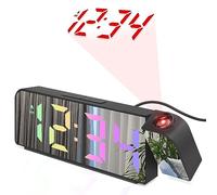 Luckits Reveil Projecteur Horloge Numérique LED Projection avec Température, Snooze, Mode Nuit, Affichage 12H/24H, Luminosité Réglable, pour Chambre, Bureau (Argent)