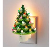 LUCKKY Christmas Tree Night Light, Veilleuse de l'arbre de Noël, Veilleuse de Noël vintage avec neige décorative, Veilleuse à LED en Sapin de Noë, Lumières décoratives de Noël, lampes de chevet